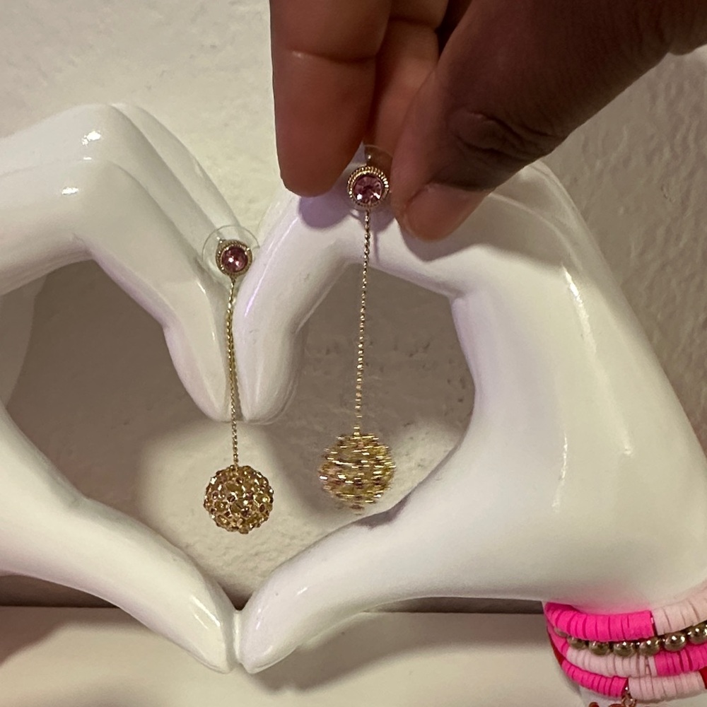 Source Unknown Gold And Pink Drop Earrings - image 2